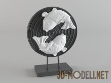 3d-модель Настольный сувенир – белые рыбы в круге