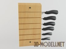 3d-модель Деревянный настенный держатель для ножей