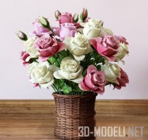 Плетеная ваза с розами