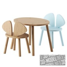 3d-модель Детский столик и стульчики MOUSE от Nofred