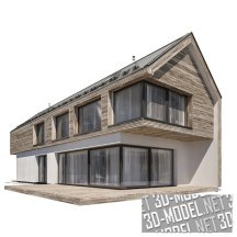 3d-модель Современный дом с мансардным этажом
