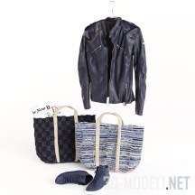 Кожаная куртка, кеды и две сумки