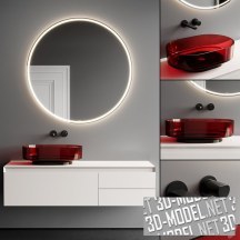 3d-модель Набор в ванную комнату с красной раковиной от Antonio Lupi