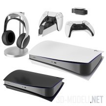 3d-модель Приставка Playstation 5 (черный и белый цвет)