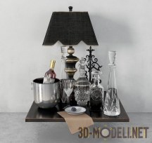 3d-модель Бутылки с напитками и лампа