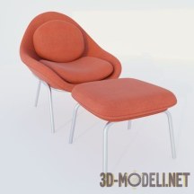 3d-модель Небольшое кресло с подставкой под ноги
