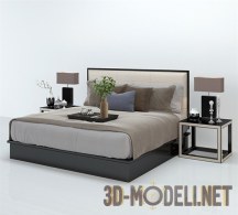 3d-модель Двуспальная кровать со сквозными тумбами