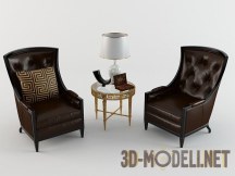 3d-модель Два кресла и столик с узором в стиле Версаче