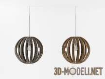 3d-модель Потолочный светильник с абажуром-шаром из деревянных реек