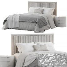 3d-модель Белая кровать Channel с круглыми тумбами