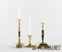 Три классических подсвечника со свечами