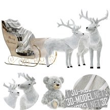 3d-модель Рождественские сани с оленями