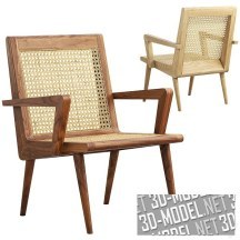 Деревянное кресло с ротангом Cane Mid Century