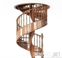 3d-модель Винтовая лестница из дерева