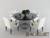 3d-модель Круглый стол с мягкими стульями