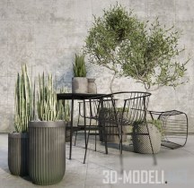 3d-модель Мебель Jeanette SP01 и растения