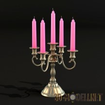 3d-модель Подсвечник с розовыми свечами