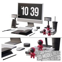 3d-модель Набор предметов для рабочего стола, с фигурками из «Игры в кальмара»