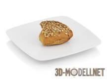 3d-модель Надкусанная булочка
