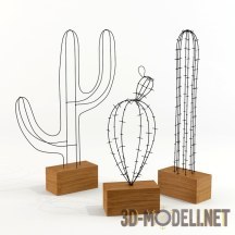 3d-модель Проволочные кактусы на подставках