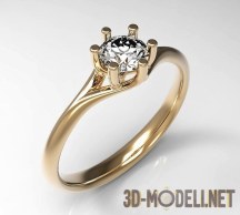 Золотое кольцо с крупным бриллиантом