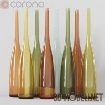 Разноцветные вазы в виде бутылок