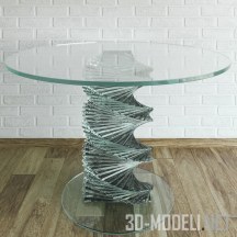 Стеклянный стол с оригинальным основанием