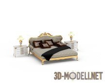 3d-модель Двуспальная золотая кровать