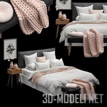 3d-модель Кровать с розовыми акцентами