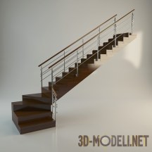Деревянная лестница с современными перилами