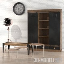 Набор мебели в стиле лофт и шкаф из металла