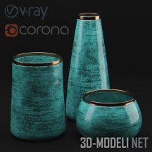 3d-модель Набор бирюзовых ваз