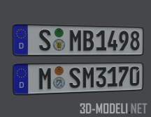 3d-модель Автомобильные номерные знаки, Германия EU