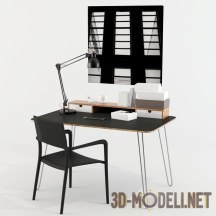 3d-модель Легкий стол с деревянной полкой