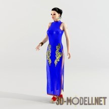 3d-модель Девушка в синем платье