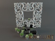 3d-модель Набор для ванной с резным зеркалом