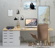Рабочий стол с компьютером и декором