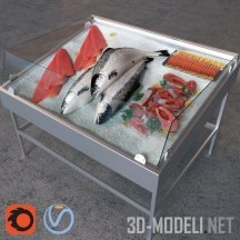 3d-модель Витрина с красной рыбой