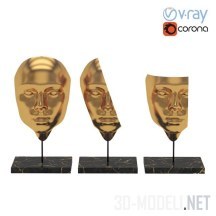 3d-модель Скульптуры Faces golden