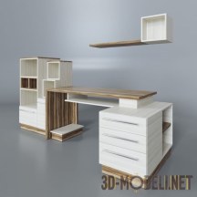 Современный набор офисной мебели – стол, шкаф и полка