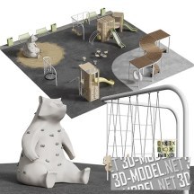 3d-модель Детская площадка с медведем