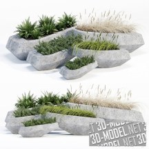 3d-модель Горшки из бетона Steen от Indigenus с растениями