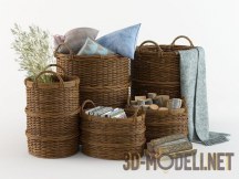Плетеные корзины с различными аксессуарами