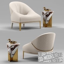 3d-модель Столик Minstrel и кресло Rosemary от Visionnaire