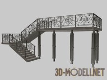 3d-модель Кованая лестница с площадками