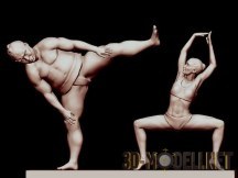 Современная скульптура «Сумоист и балерина»