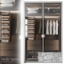 3d-модель Современный гардероб с двумя стеклянными створками
