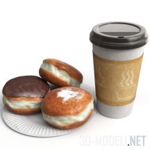 3d-модель Кофе и пончики