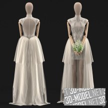 3d-модель Манекен в свадебном платье и с букетом