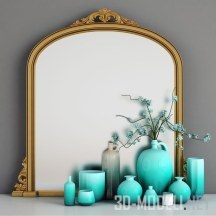 Зеркало и голубые вазы